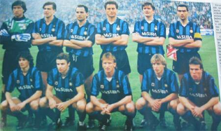 Vtz Pohru UEFA 1991 - Zenga, Berti, Battistini, Ferri, Serena, Bergomi. Bianchi, Paganin, Brehme, Klinsman